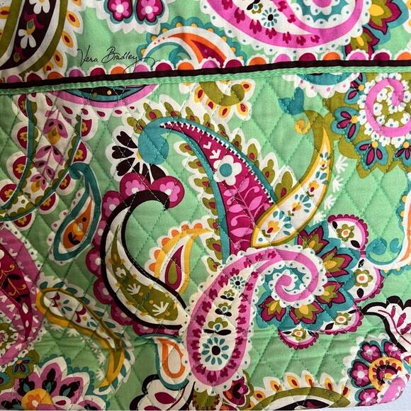 Vera Bradley Tutti Frutti Tote Green Pink Paisley Floral Print